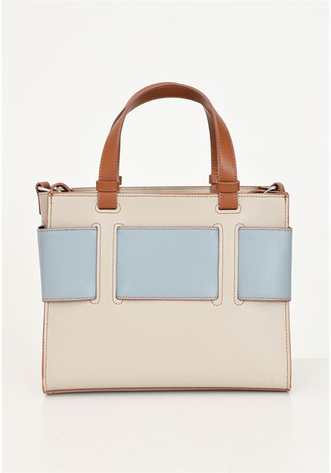 Borsa a mano beige da donna con maxi fibbia logo azzurra ARMANI EXCHANGE | 9426900A87415249